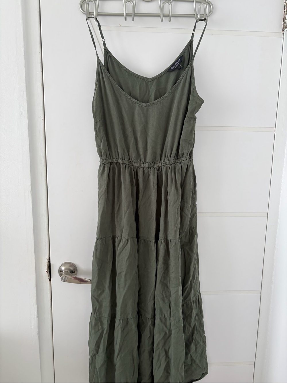 Velvet Heart Olive Green Tiered Spaghetti-Strap Maxi Dress